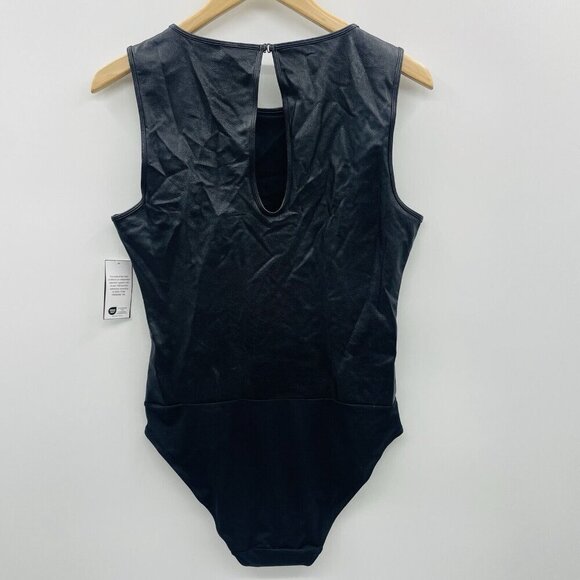 INC International Concepts Womens Large Faux Leather Bodysuit in Black $50 1105 - Picture 5 of 10
